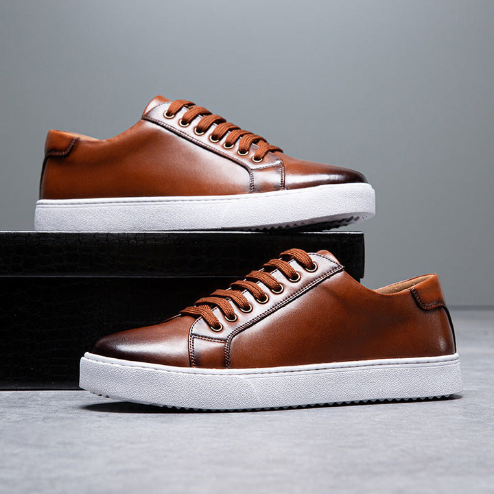 Men's Genuine Leather Casual Low Top Comfort Sneakers