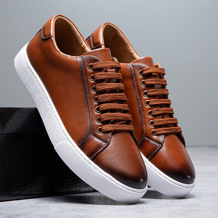 Men's Genuine Leather Casual Low Top Comfort Sneakers