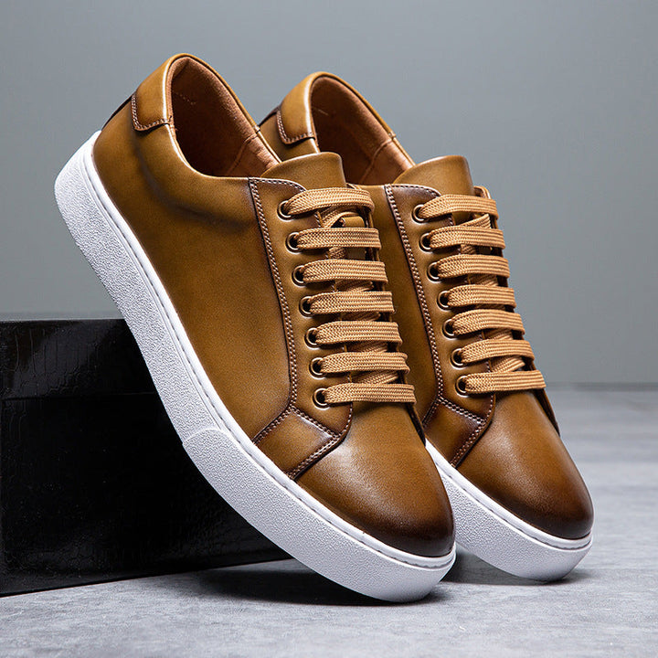 Men's Genuine Leather Casual Low Top Comfort Sneakers