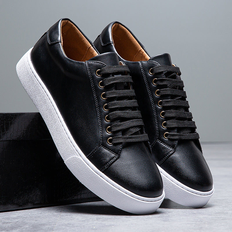 Men's Genuine Leather Casual Low Top Comfort Sneakers