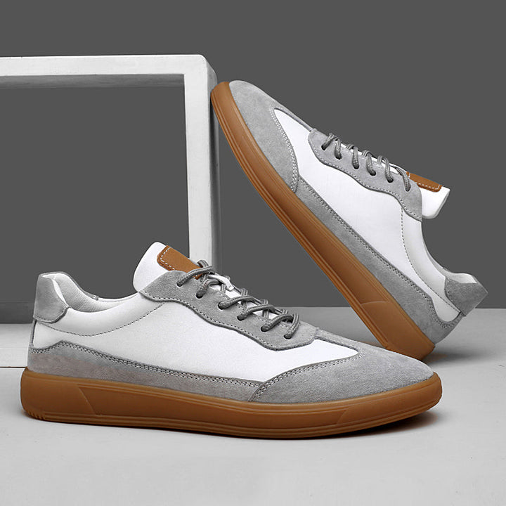 Men’s Low-Top Leather Sneakers With Gum Sole