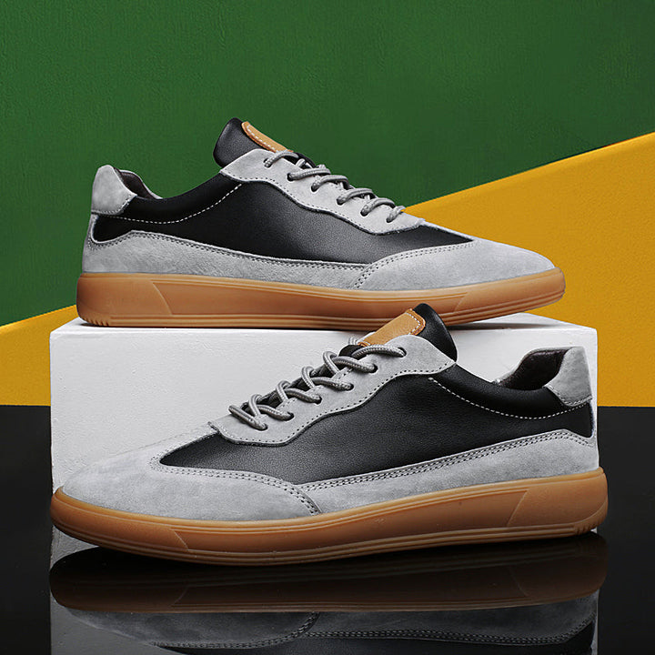 Men’s Low-Top Leather Sneakers With Gum Sole