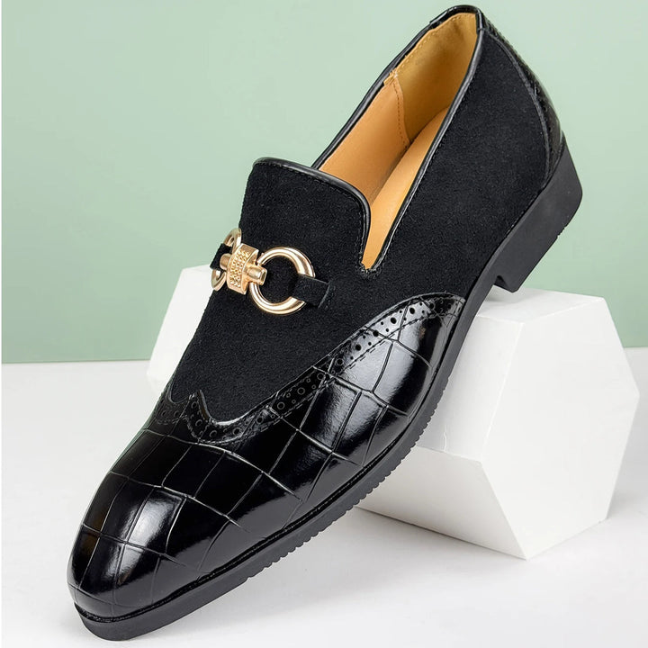 Men’s Leather & Suede Horsebit Loafers – Premium Slip-On Dress Shoes