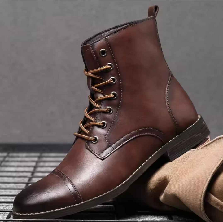 Men's Leather Durable Cap-Toe Boots