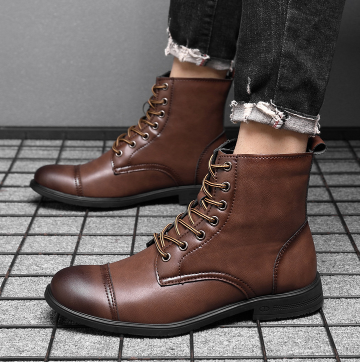 Men's Leather Durable Cap-Toe Boots