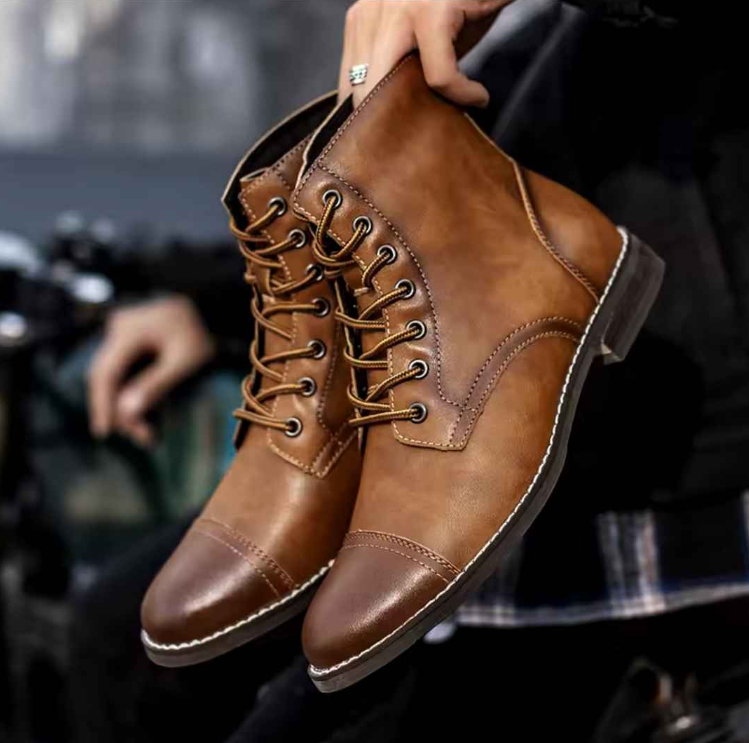 Men's Leather Durable Cap-Toe Boots