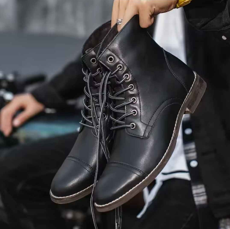 Men's Leather Durable Cap-Toe Boots