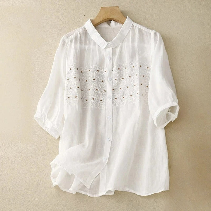 Women’s Embroidered Linen Floral Blouse