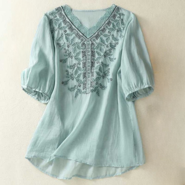 Women's Embroidered Linen Breathable Blouse