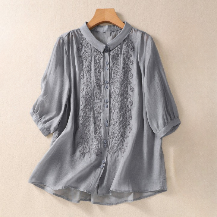 Women's Linen Embroidered Lightweight Blouse