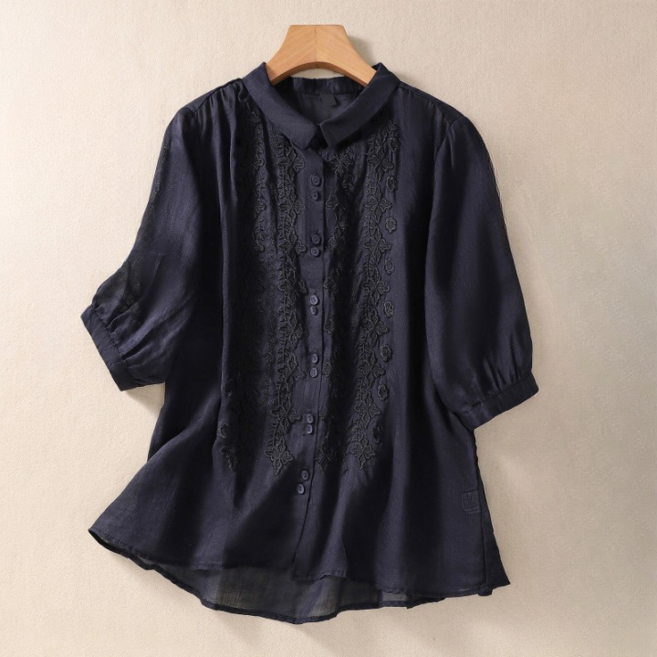 Women's Linen Embroidered Lightweight Blouse