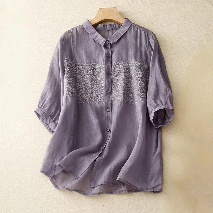 Women’s Embroidered Linen Floral Blouse