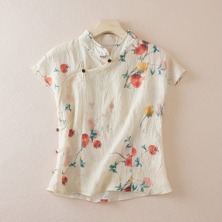 Women's Floral Linen Lightweight Blouse
