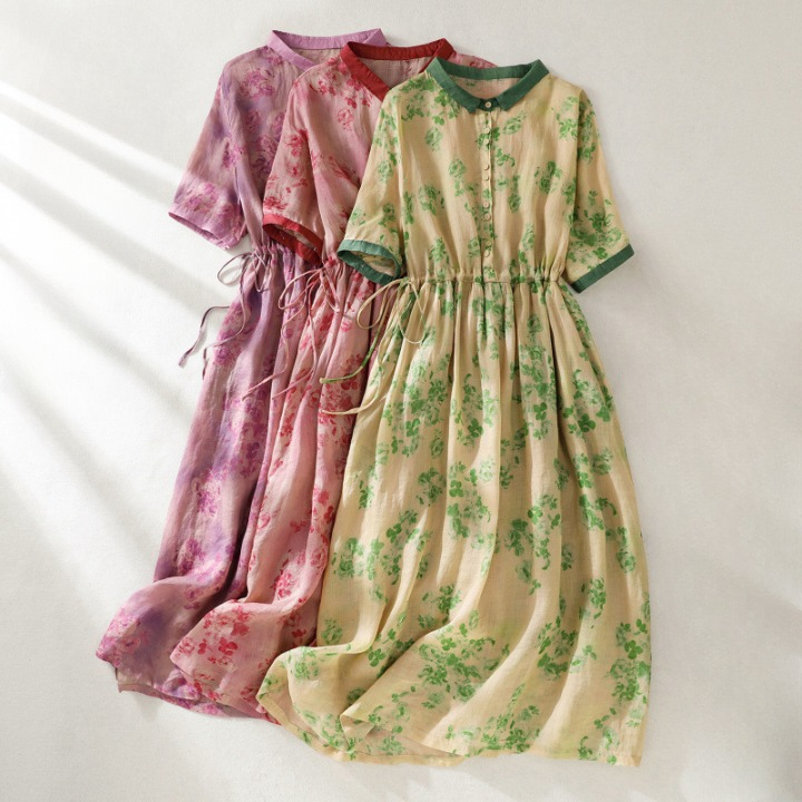 Women’s Floral Linen Midi Dress
