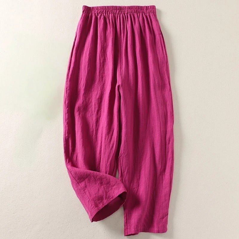 Women's Lightweight Linen Wide-Leg Pants