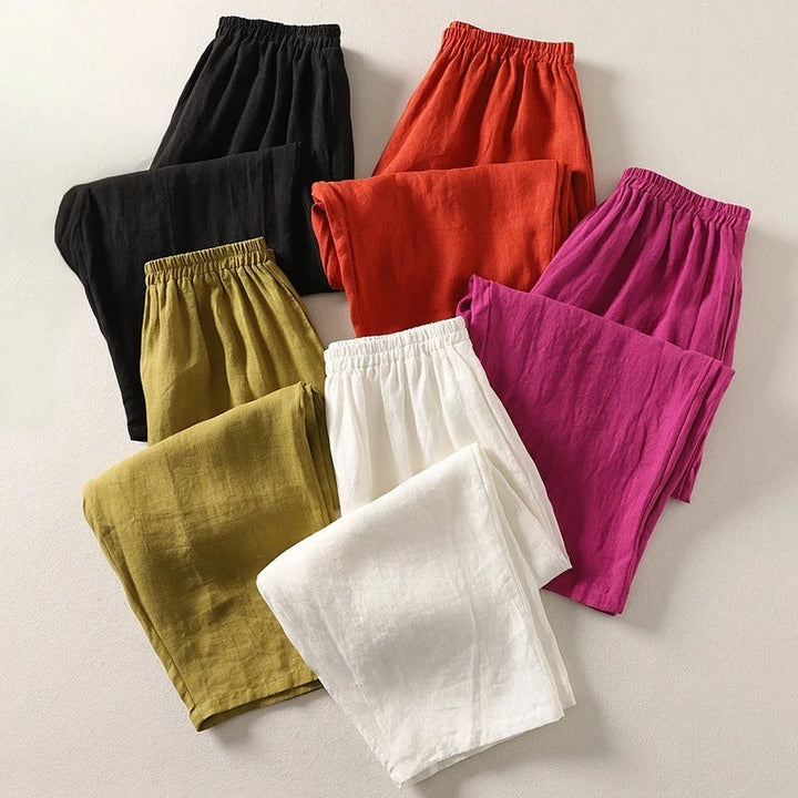 Women's Lightweight Linen Wide-Leg Pants