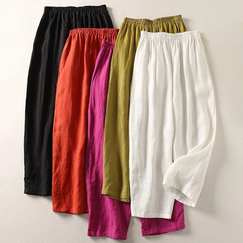 Women's Lightweight Linen Wide-Leg Pants