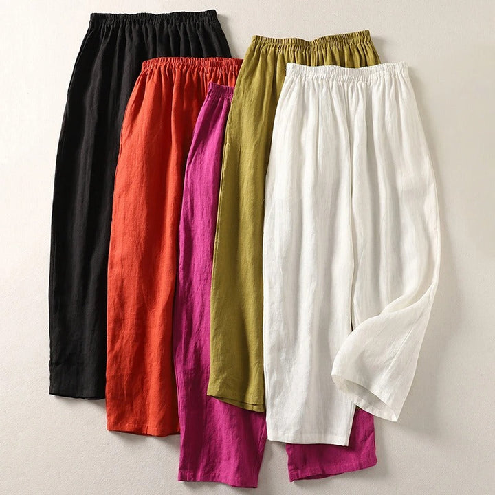 Women's Lightweight Linen Wide-Leg Pants