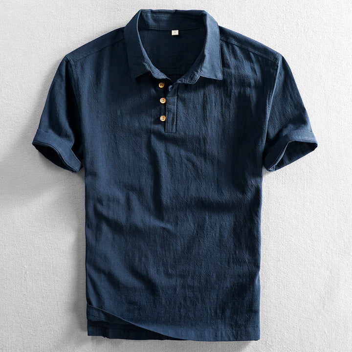 Men's Linen Short Sleeve Breathable Polo Shirt