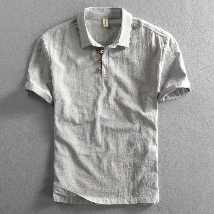 Men's Linen Short Sleeve Breathable Polo Shirt