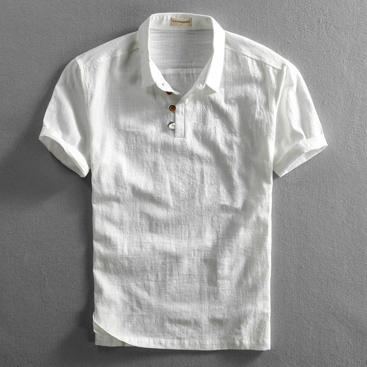 Men's Linen Short Sleeve Breathable Polo Shirt