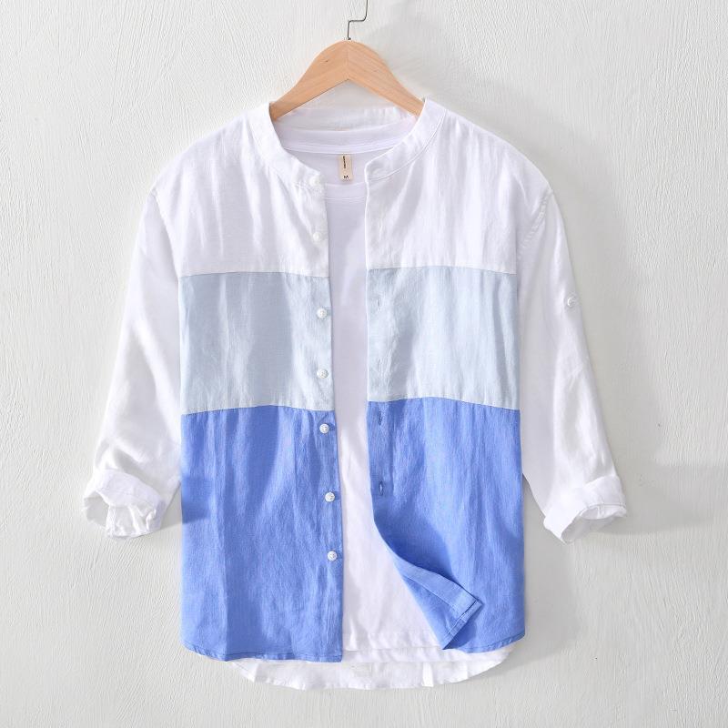 Men's Linen Colorblock Lightweight Shirt