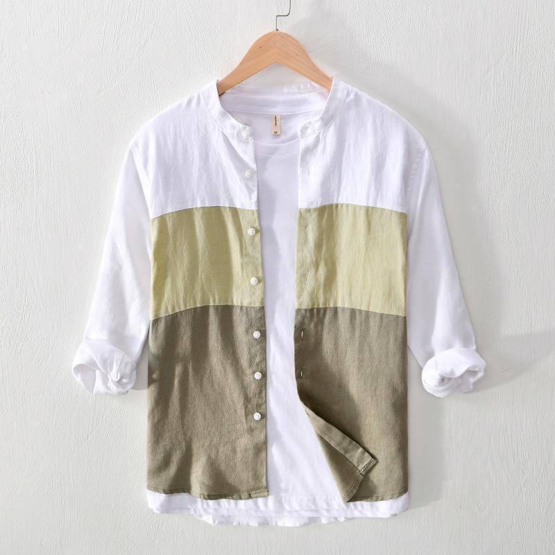 Men's Linen Colorblock Lightweight Shirt