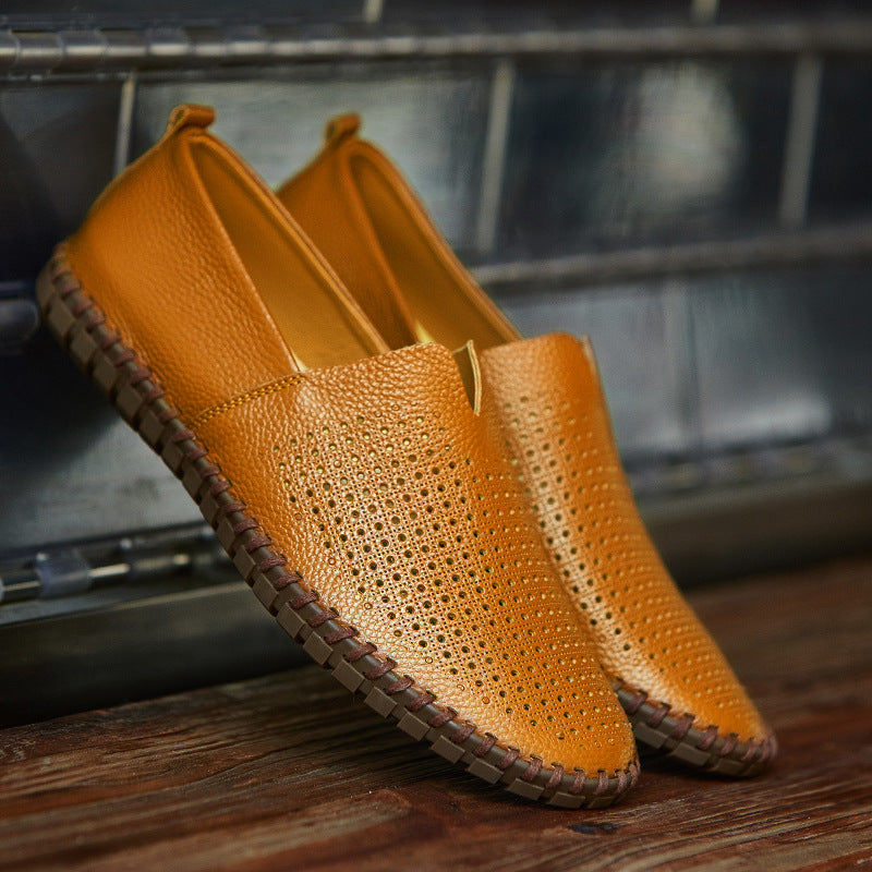 Men's Leather Slip-On Breathable Driving Loafers