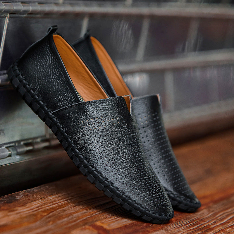 Men's Leather Slip-On Breathable Driving Loafers