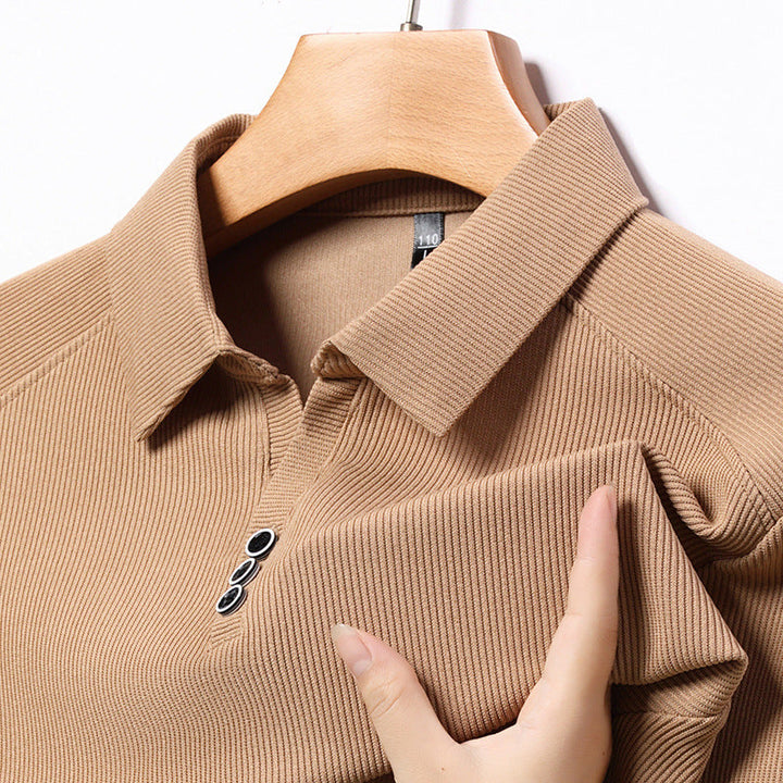 Men's Ribbed Long Sleeve Polo
