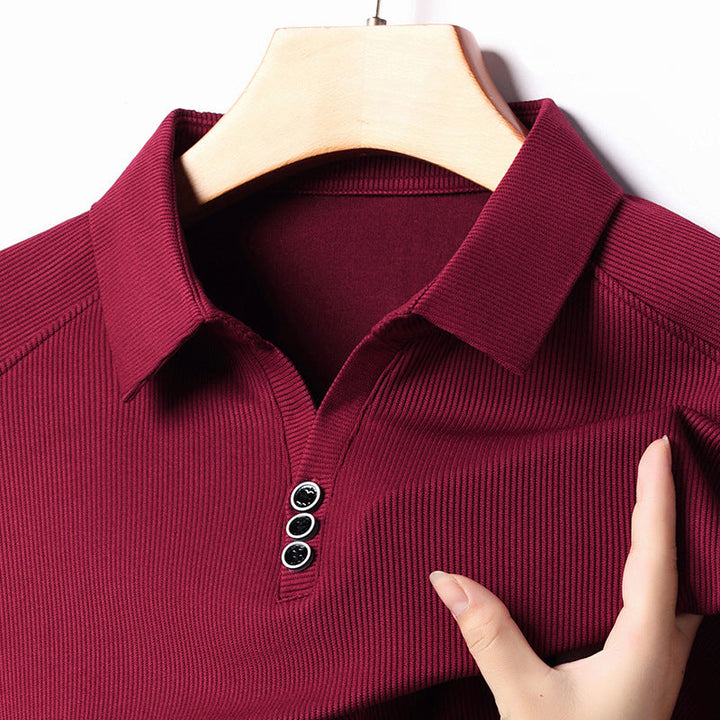 Men's Ribbed Long Sleeve Polo