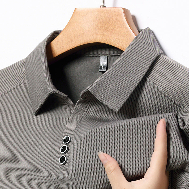 Men's Ribbed Long Sleeve Polo