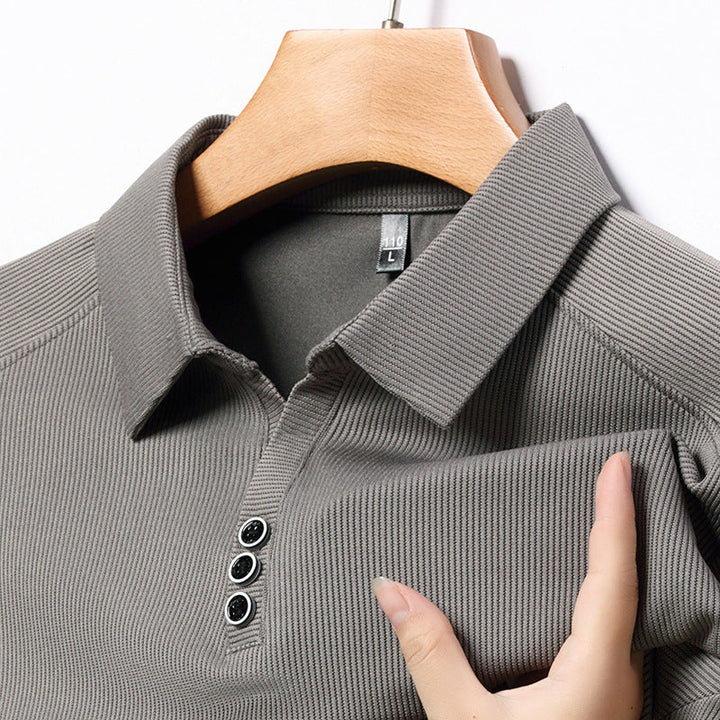 Men's Ribbed Long Sleeve Polo