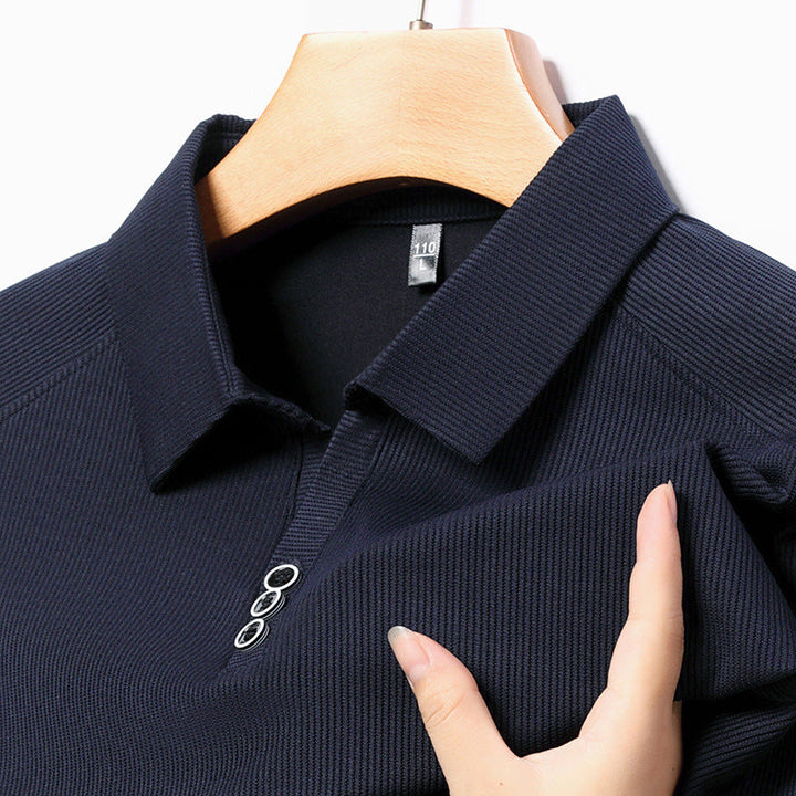 Men's Ribbed Long Sleeve Polo