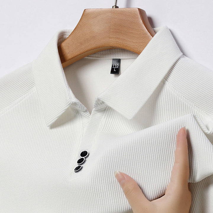 Men's Ribbed Long Sleeve Polo