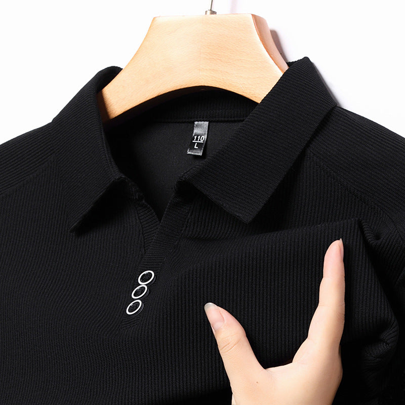 Men's Ribbed Long Sleeve Polo