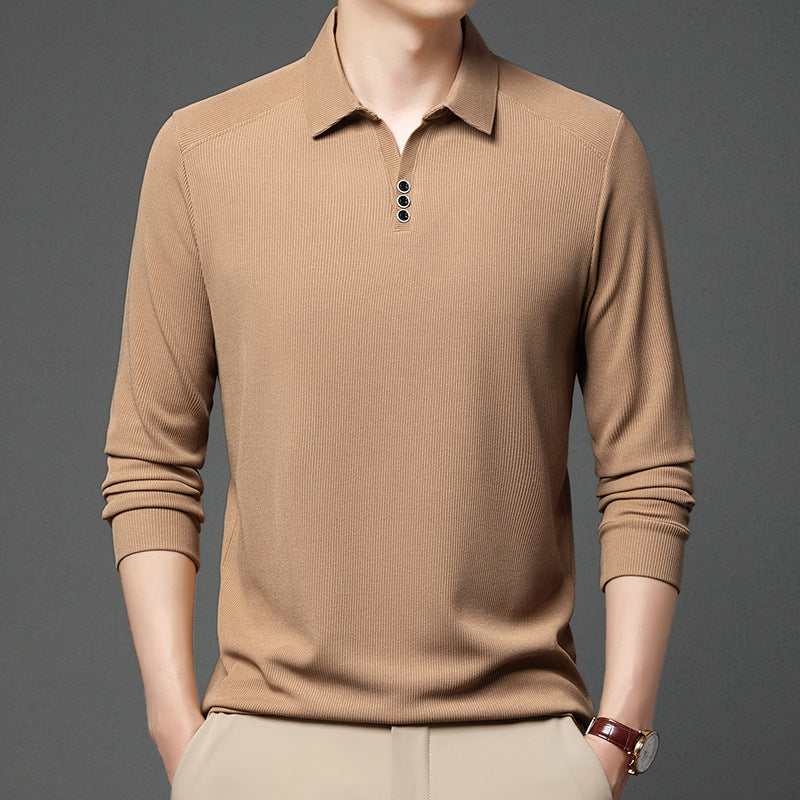 Men's Ribbed Long Sleeve Polo