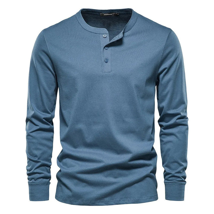 Men’s Long Sleeve Henley Shirt – Soft Everyday Essential With Buttoned Collar