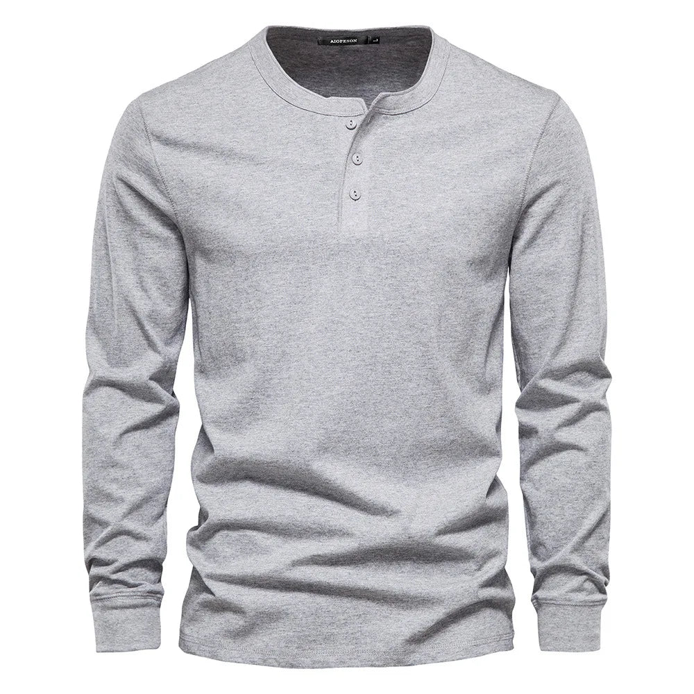 Men’s Long Sleeve Henley Shirt – Soft Everyday Essential With Buttoned Collar