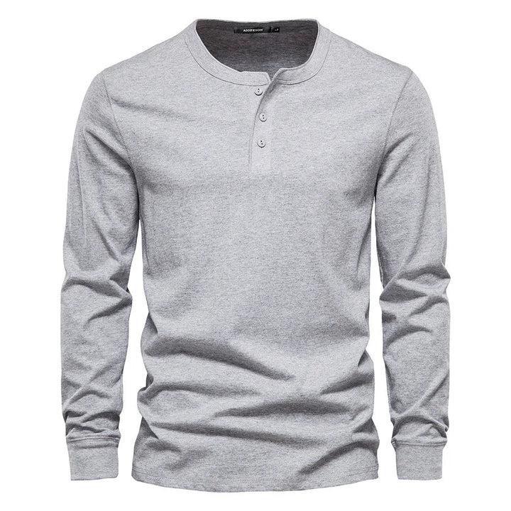Men’s Long Sleeve Henley Shirt – Soft Everyday Essential With Buttoned Collar
