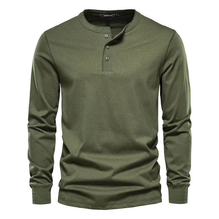 Men’s Long Sleeve Henley Shirt – Soft Everyday Essential With Buttoned Collar