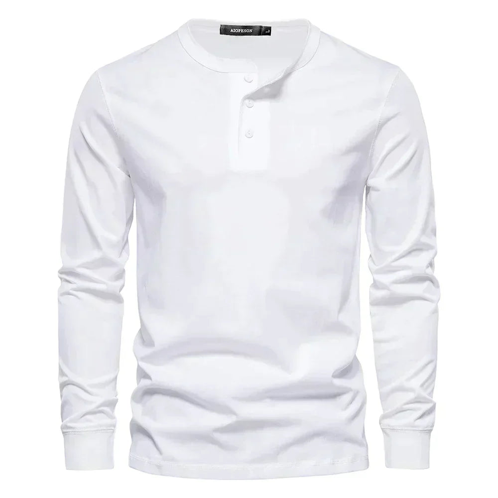 Men’s Long Sleeve Henley Shirt – Soft Everyday Essential With Buttoned Collar
