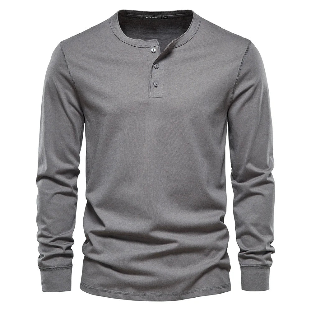 Men’s Long Sleeve Henley Shirt – Soft Everyday Essential With Buttoned Collar