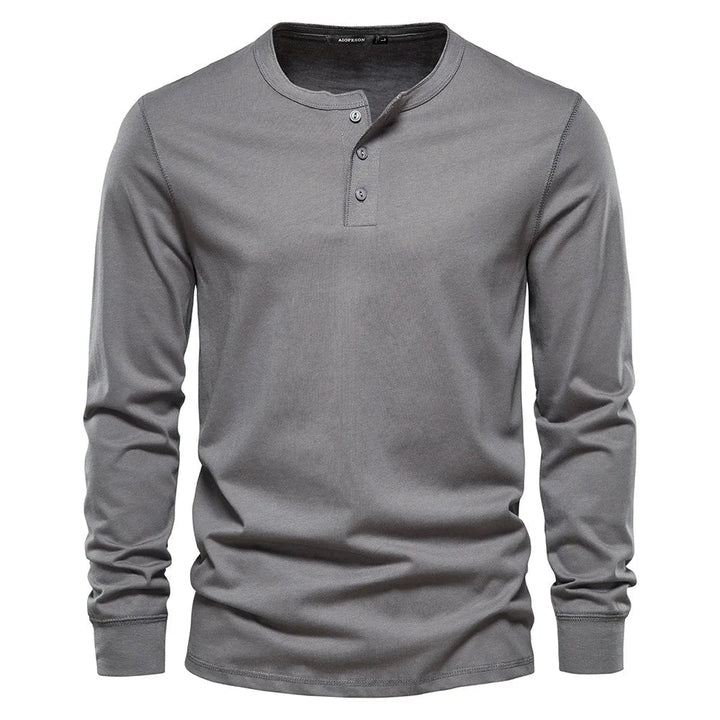 Men’s Long Sleeve Henley Shirt – Soft Everyday Essential With Buttoned Collar