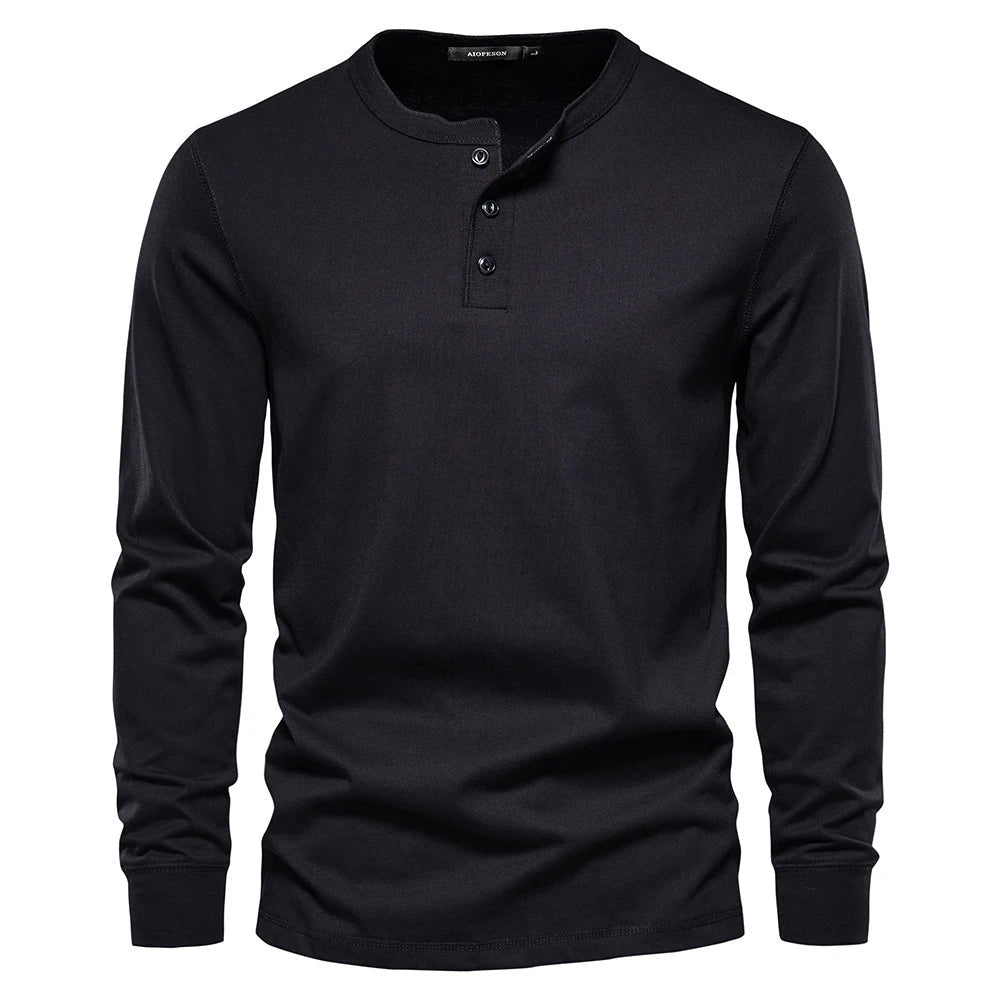 Men’s Long Sleeve Henley Shirt – Soft Everyday Essential With Buttoned Collar