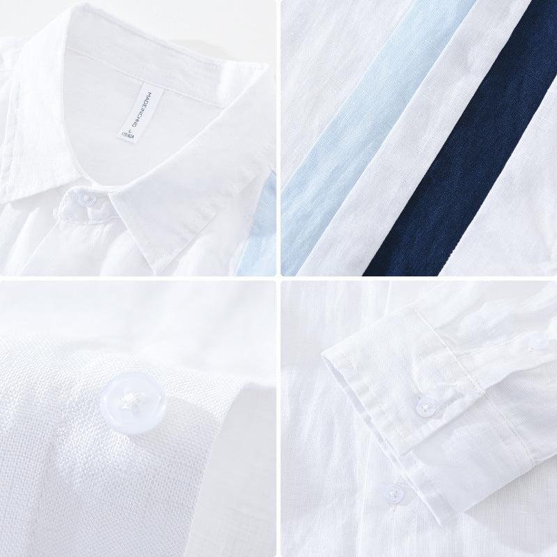 Men's Linen Long Sleeve Striped Shirt