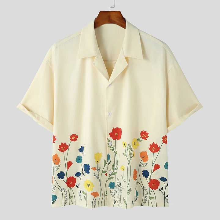 Floral Embroidered Short Sleeve Shirt