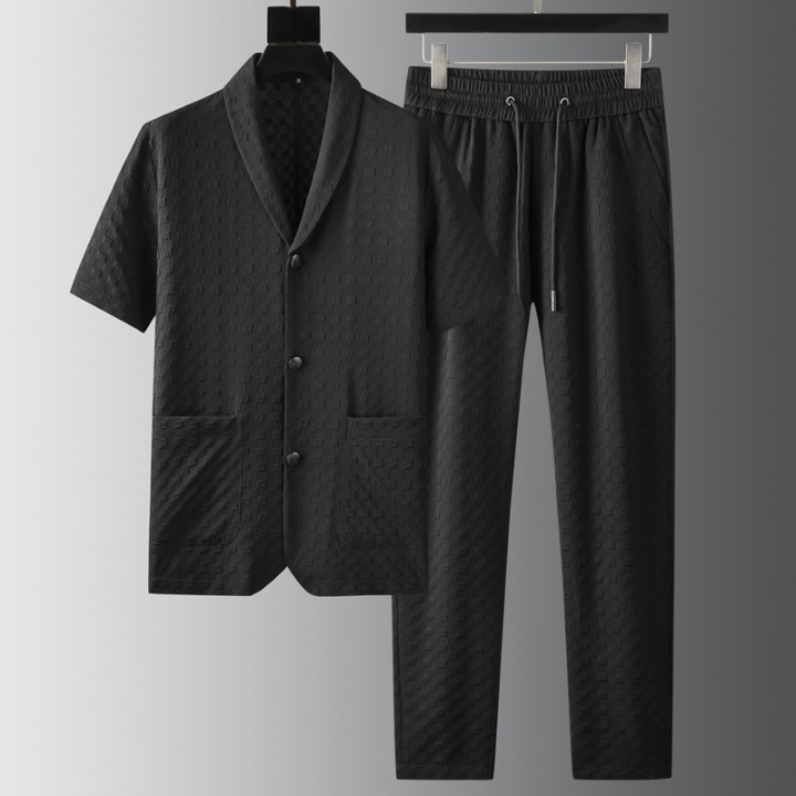 Men's 2-Piece Textured Breathable Casual Lounge Set
