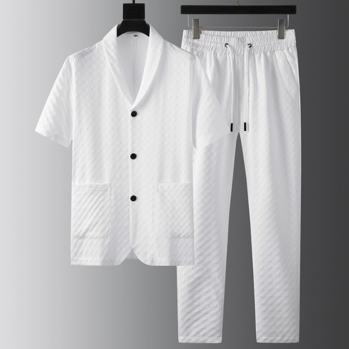 Men's 2-Piece Textured Breathable Casual Lounge Set