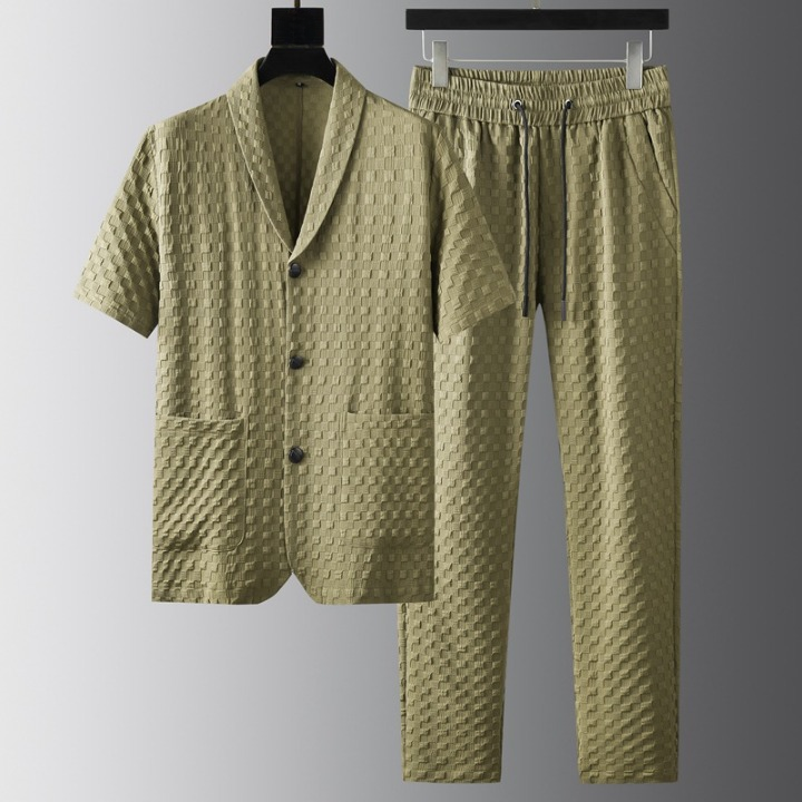 Men's 2-Piece Textured Breathable Casual Lounge Set